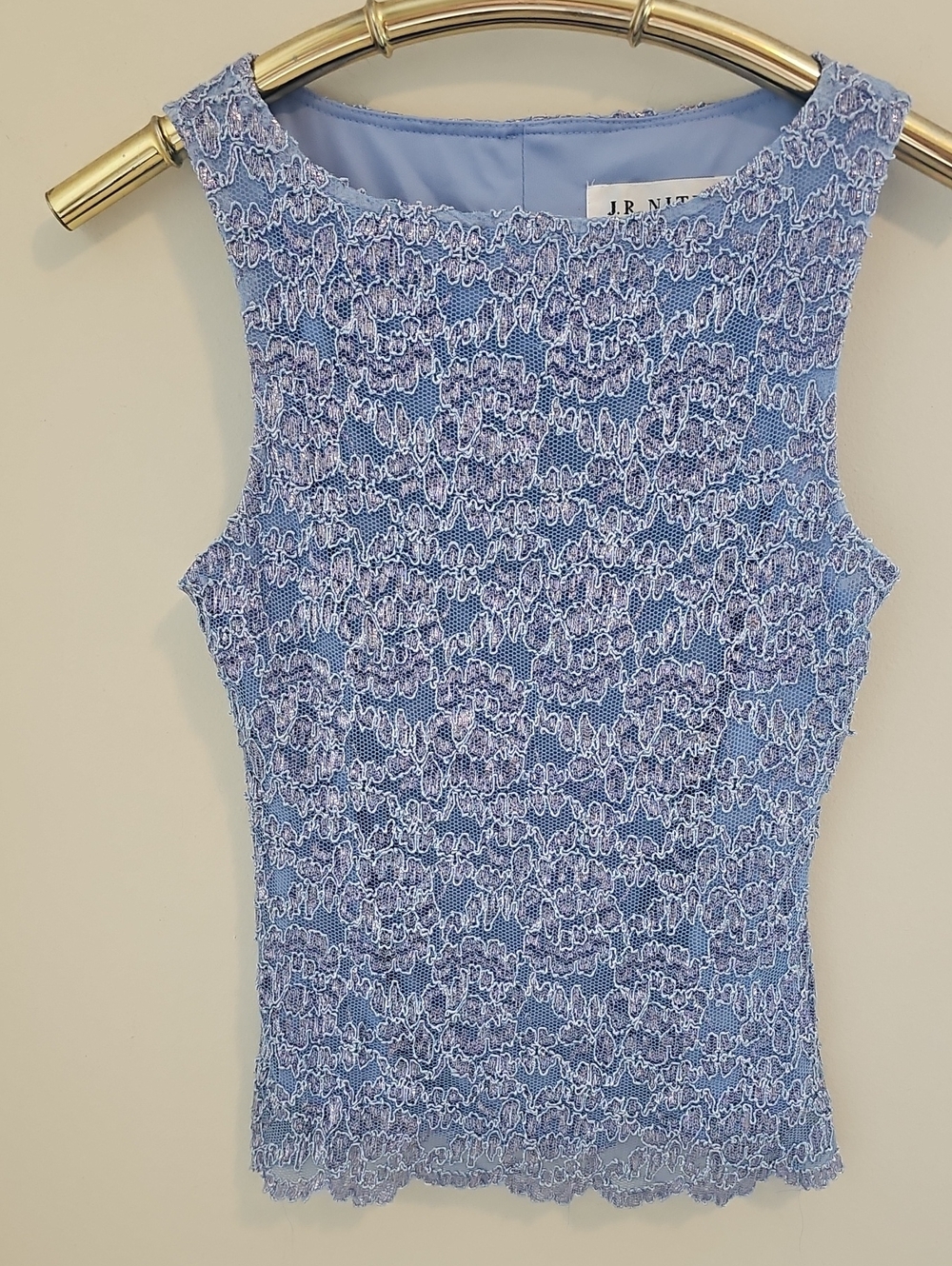 J.R. Nites Lavender‎ Lace Sleeveless Top. Bling. Small Lined